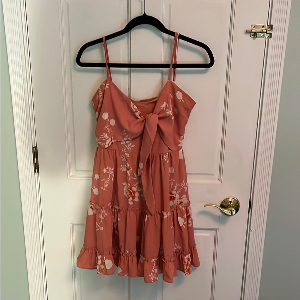 Floral Ruffle Dress in Coral